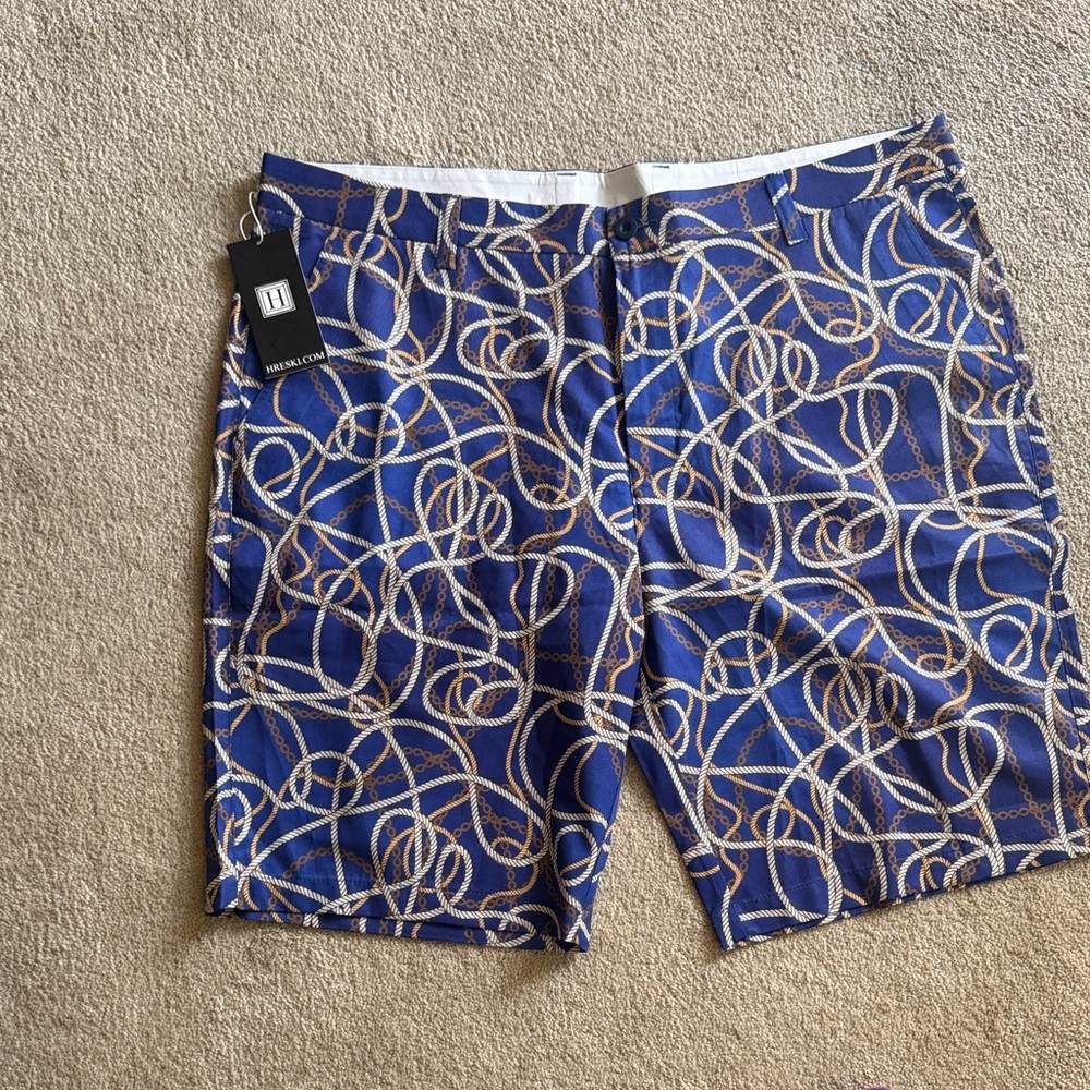 Blue Patterned Men's golf Shorts